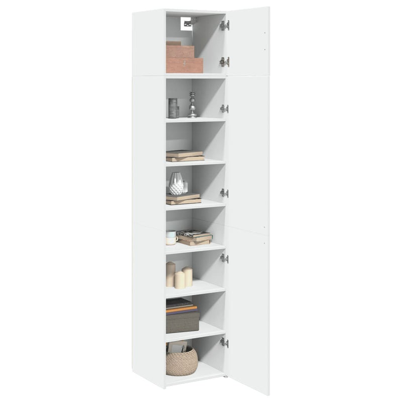 Slim Storage Cabinet White 45x42.5x225 cm Engineered Wood