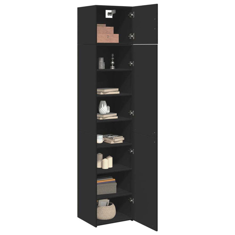 Slim Storage Cabinet Black 45x42.5x225 cm Engineered Wood