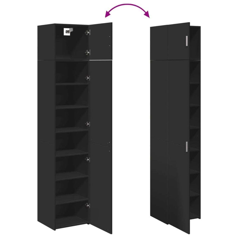 Slim Storage Cabinet Black 45x42.5x225 cm Engineered Wood