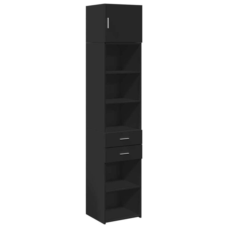 Slim Storage Cabinet Black 45x42.5x225 cm Engineered Wood