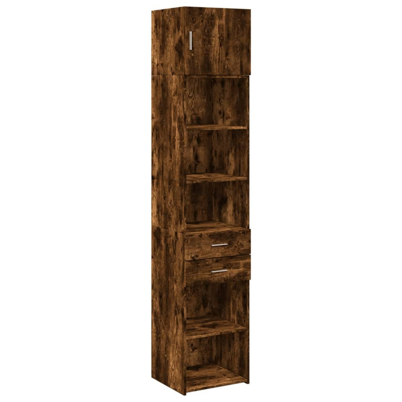 Slim Storage Cabinet Smoked Oak 45x42.5x225 cm Engineered Wood