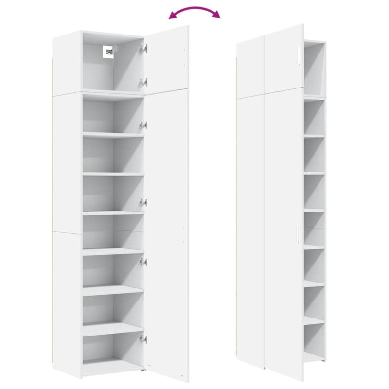 Slim Storage Cabinet White 50x42.5x225 cm Engineered Wood