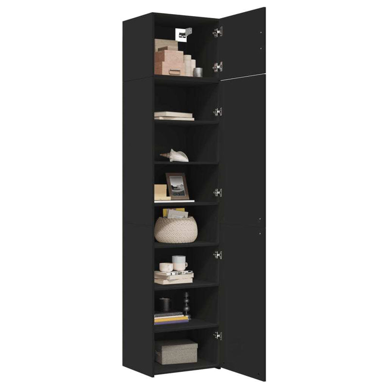 Slim Storage Cabinet Black 50x42.5x225 cm Engineered Wood