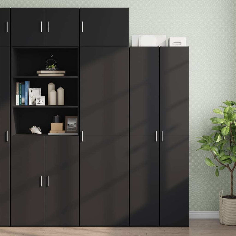 Slim Storage Cabinet Black 50x42.5x225 cm Engineered Wood