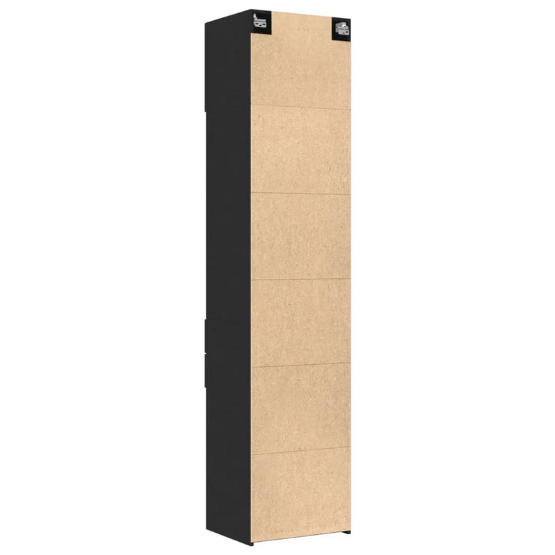 Slim Storage Cabinet Black 50x42.5x225 cm Engineered Wood