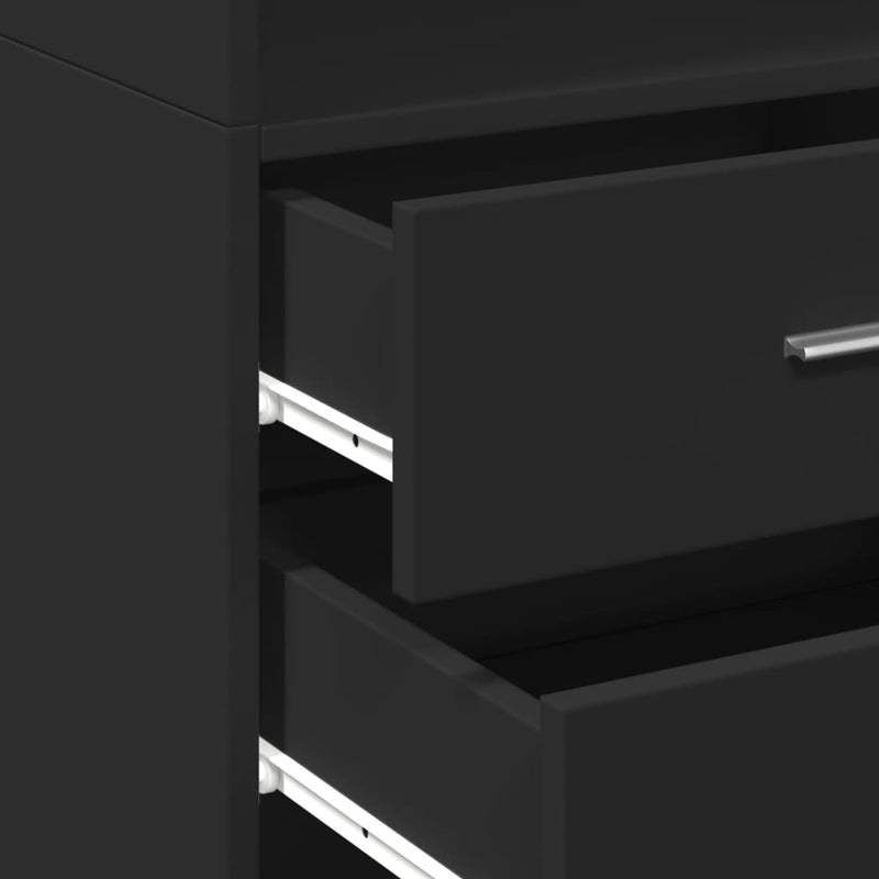 Slim Storage Cabinet Black 50x42.5x225 cm Engineered Wood