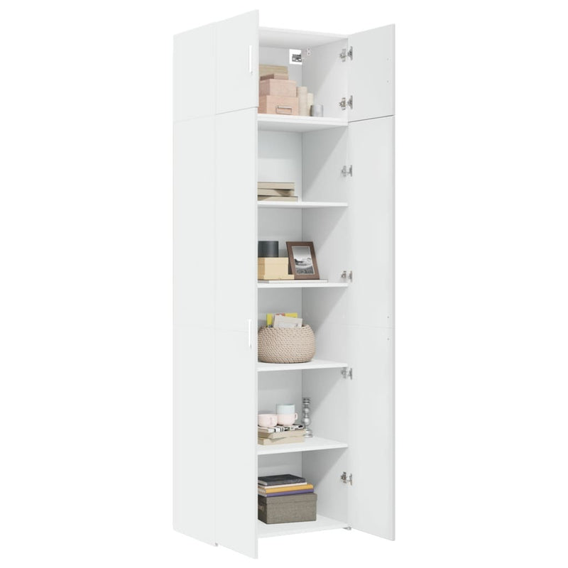 Storage Cabinet White 70x42.5x225 cm Engineered Wood