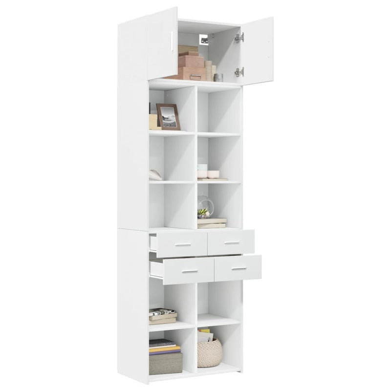 Storage Cabinet White 70x42.5x225 cm Engineered Wood