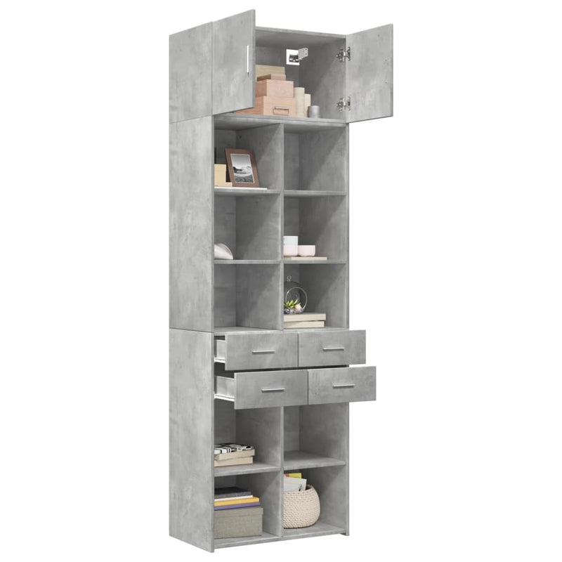 Storage Cabinet Concrete Grey 70x42.5x225 cm Engineered Wood