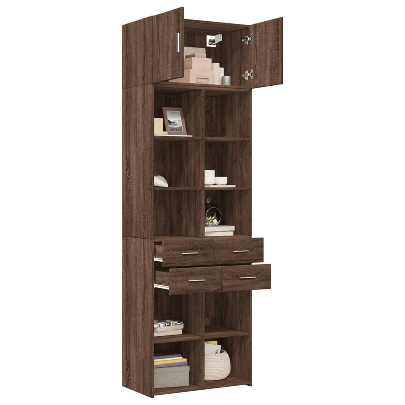 Storage Cabinet Brown Oak 70x42.5x225 cm Engineered Wood