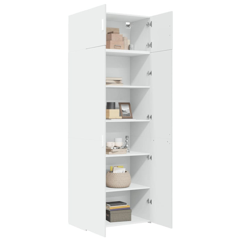 Storage Cabinet White 80x42.5x225 cm Engineered Wood