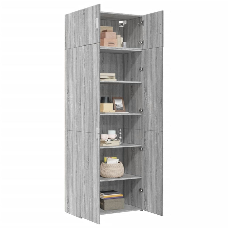 Storage Cabinet Grey Sonoma 80x42.5x225 cm Engineered Wood