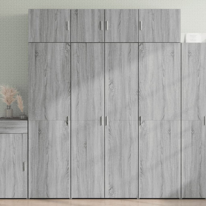 Storage Cabinet Grey Sonoma 80x42.5x225 cm Engineered Wood