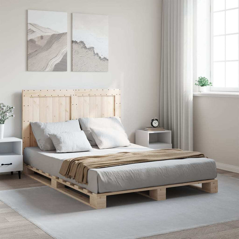 Bed Frame without Mattress with Headboard 140x200 cm Solid Wood