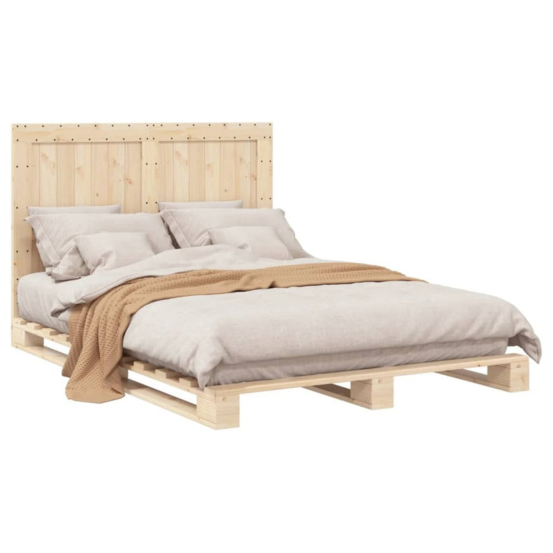 Bed Frame without Mattress with Headboard 140x200 cm Solid Wood