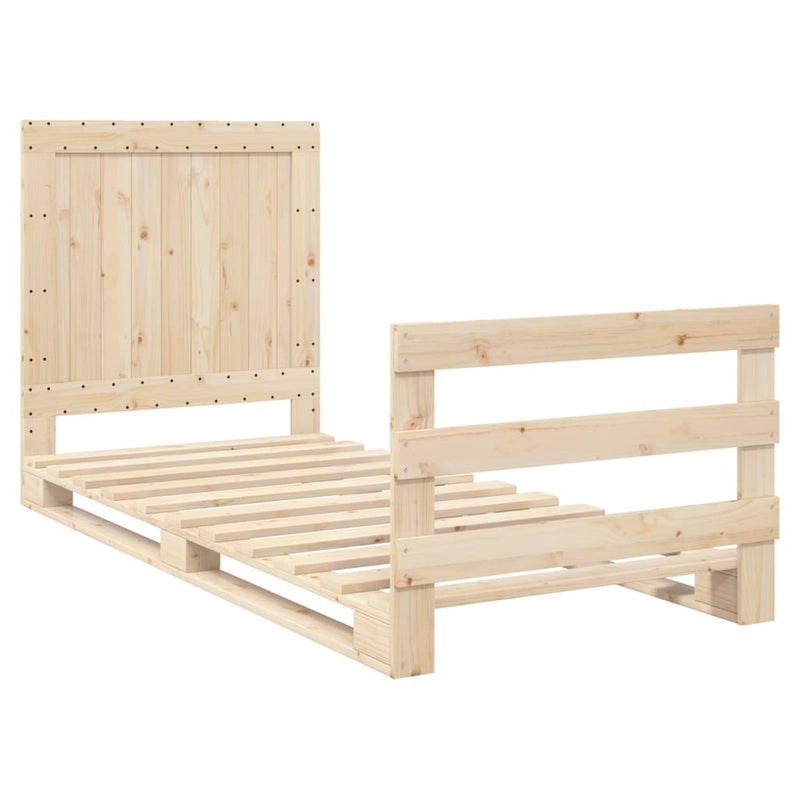 Bed Frame without Mattress with Headboard 90x200 cm Solid Wood