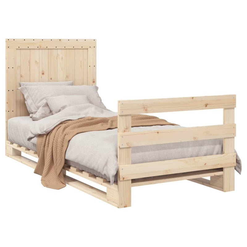 Bed Frame without Mattress with Headboard 90x200 cm Solid Wood