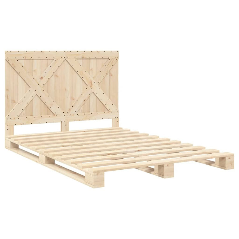 Bed Frame without Mattress with Headboard 140x200 cm Solid Wood