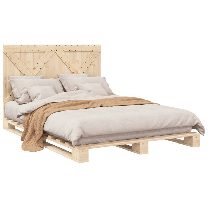 Bed Frame without Mattress with Headboard 140x200 cm Solid Wood