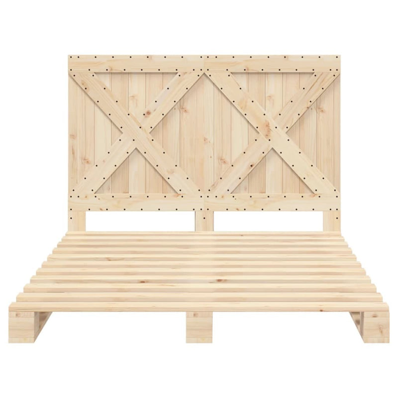 Bed Frame without Mattress with Headboard 140x200 cm Solid Wood