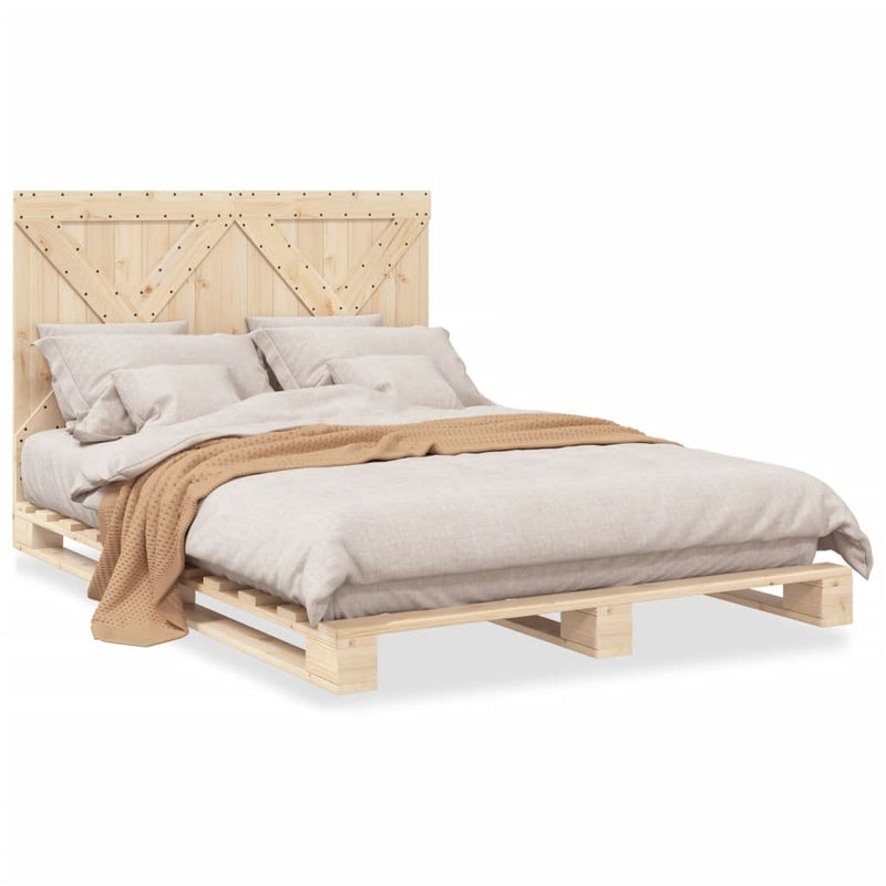 Bed Frame without Mattress with Headboard 140x200 cm Solid Wood