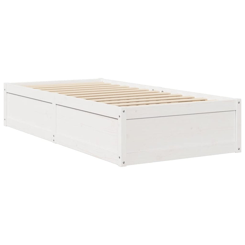 Bed with Mattress White 90x200 cm Solid Wood Pine