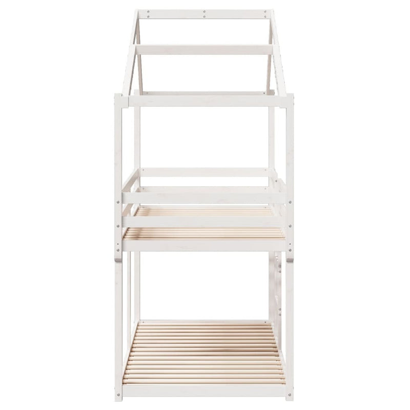 Bunk Bed without Mattress White 75x190 cm Small Single Solid Wood Pine