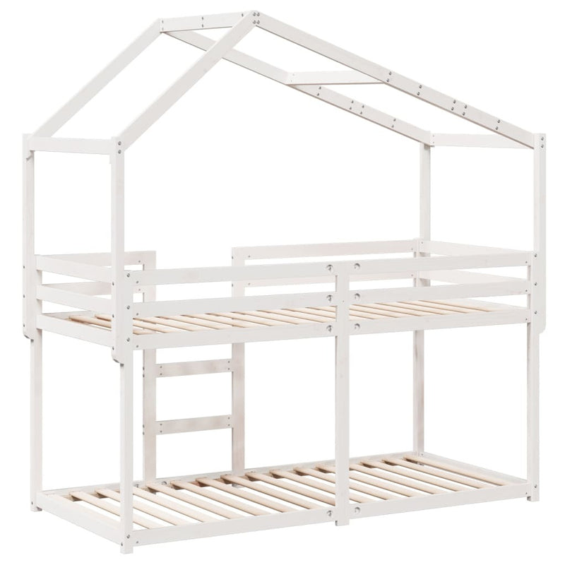 Bunk Bed without Mattress White 75x190 cm Small Single Solid Wood Pine