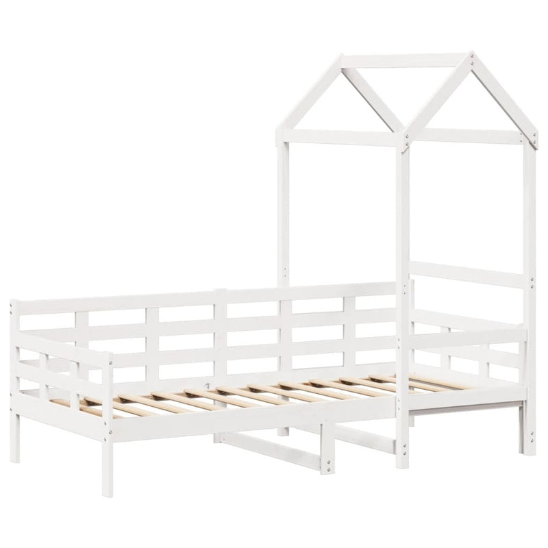 Day Bed with Roof without Mattress White 90x190 cm Single Solid Wood