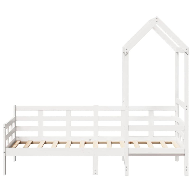 Day Bed with Roof without Mattress White 90x190 cm Single Solid Wood