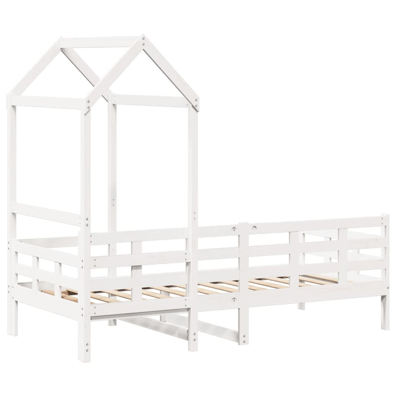 Day Bed with Roof without Mattress White 90x190 cm Single Solid Wood