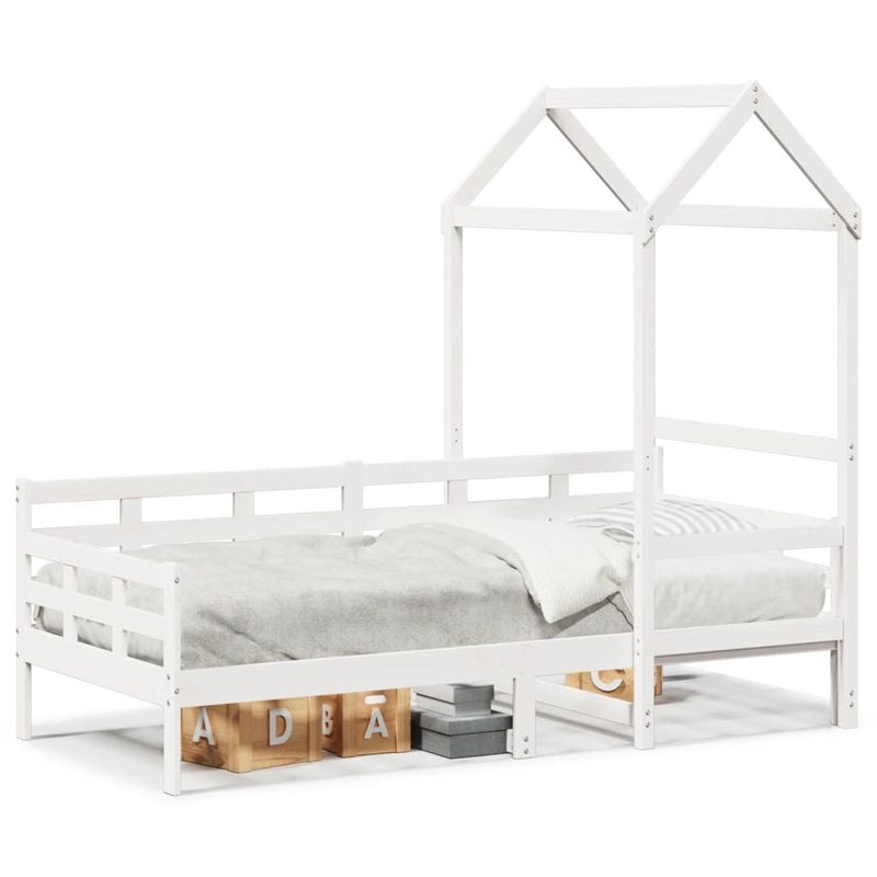 Day Bed with Roof without Mattress White 90x190 cm Single Solid Wood