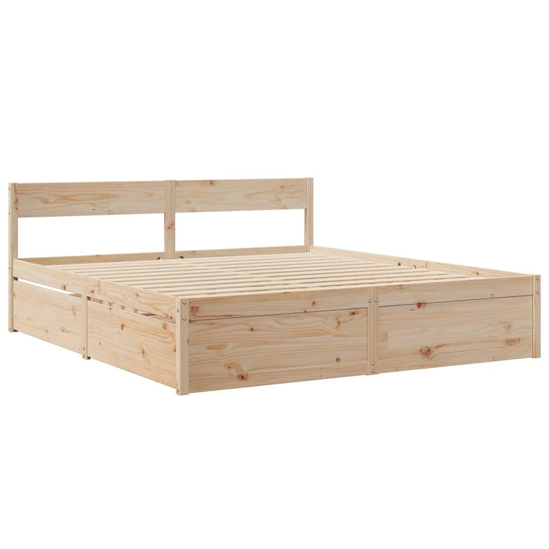 Bed Frame without Mattress 200x200 cm Solid Wood Pine