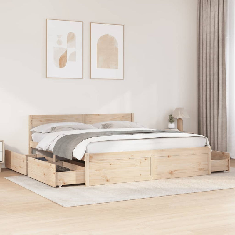 Bed Frame without Mattress 200x200 cm Solid Wood Pine