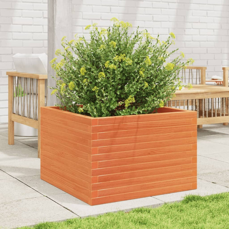 Garden Planter Wax Brown 70x70x46 cm Solid Wood Pine