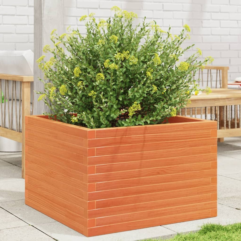 Garden Planter Wax Brown 70x70x46 cm Solid Wood Pine