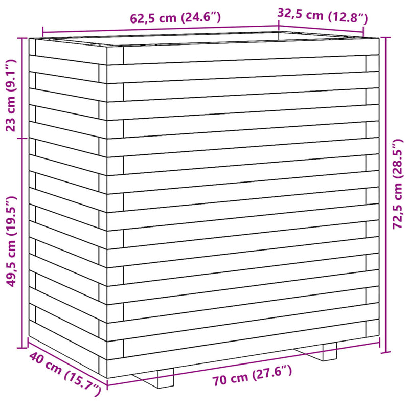 Garden Planter 70x40x72.5 cm Solid Wood Pine