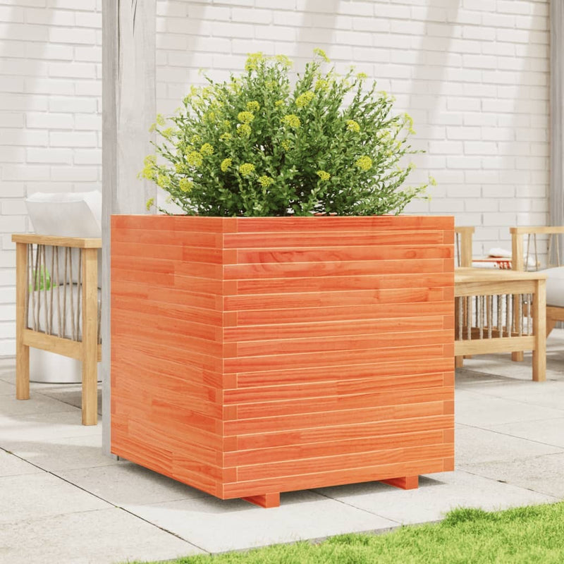 Garden Planter Wax Brown 70x70x72 cm Solid Wood Pine