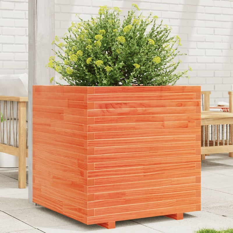 Garden Planter Wax Brown 70x70x72 cm Solid Wood Pine