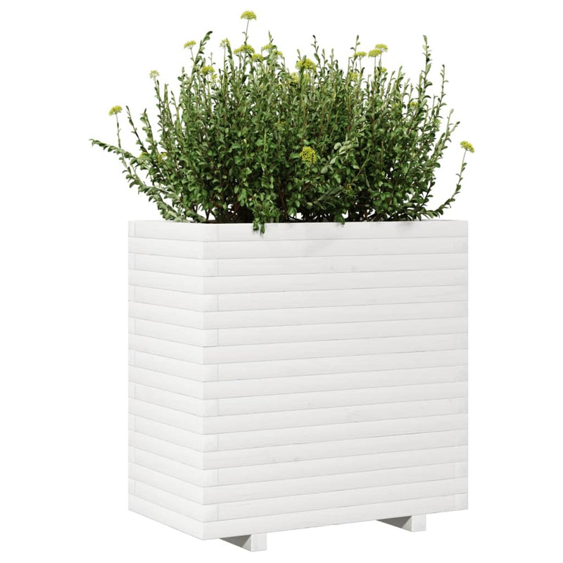 Garden Planter White 70x40x72 cm Solid Wood Pine