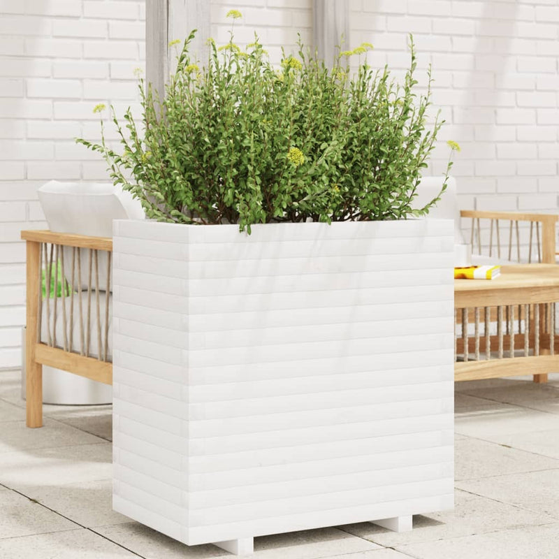 Garden Planter White 70x40x72 cm Solid Wood Pine