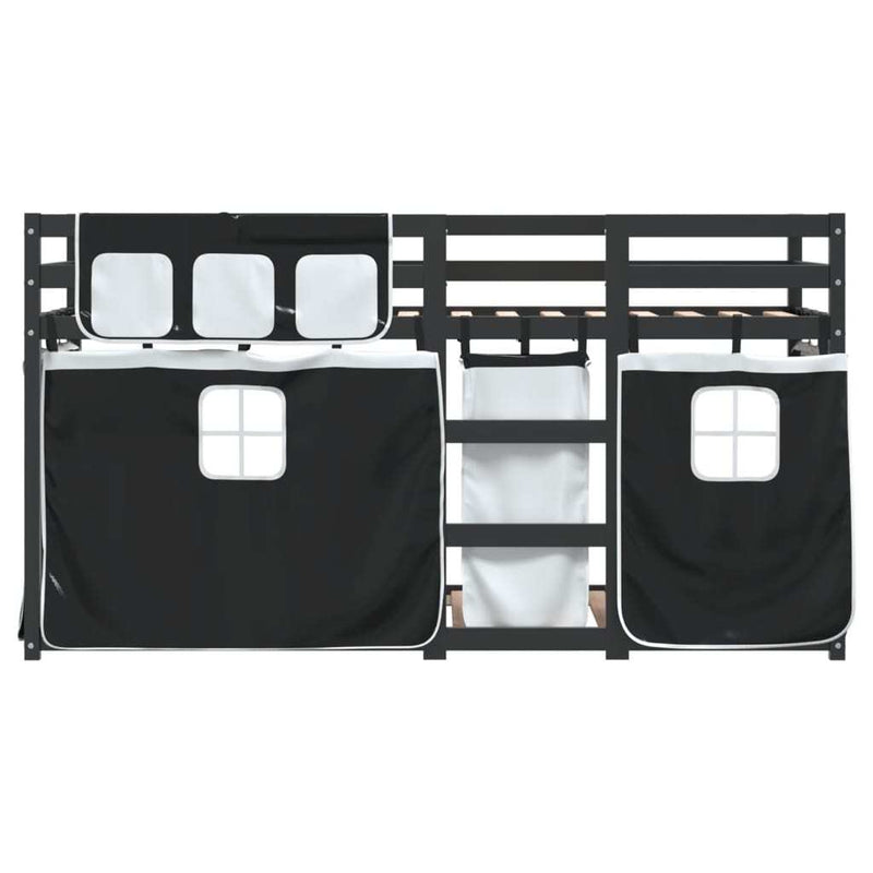 Bunk Bed without Mattress White&Black 90x200 cm Solid Wood Pine