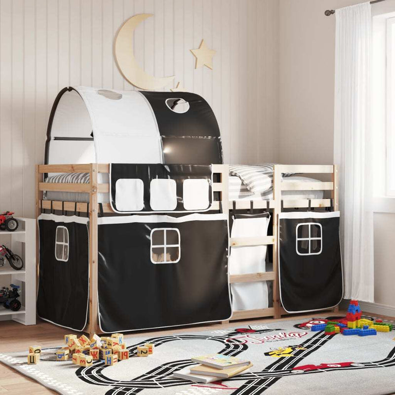 Bunk Bed without Mattress White&Black 90x200 cm Solid Wood Pine