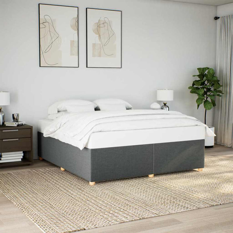 Bed Frame without Mattress Dark Grey?Super King Fabric