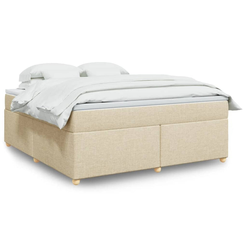 Box Spring Bed with Mattress Cream 180x200 cm Fabric