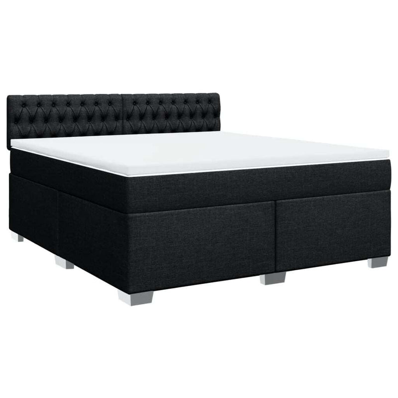 Box Spring Bed with Mattress Black 180x200 cm Fabric