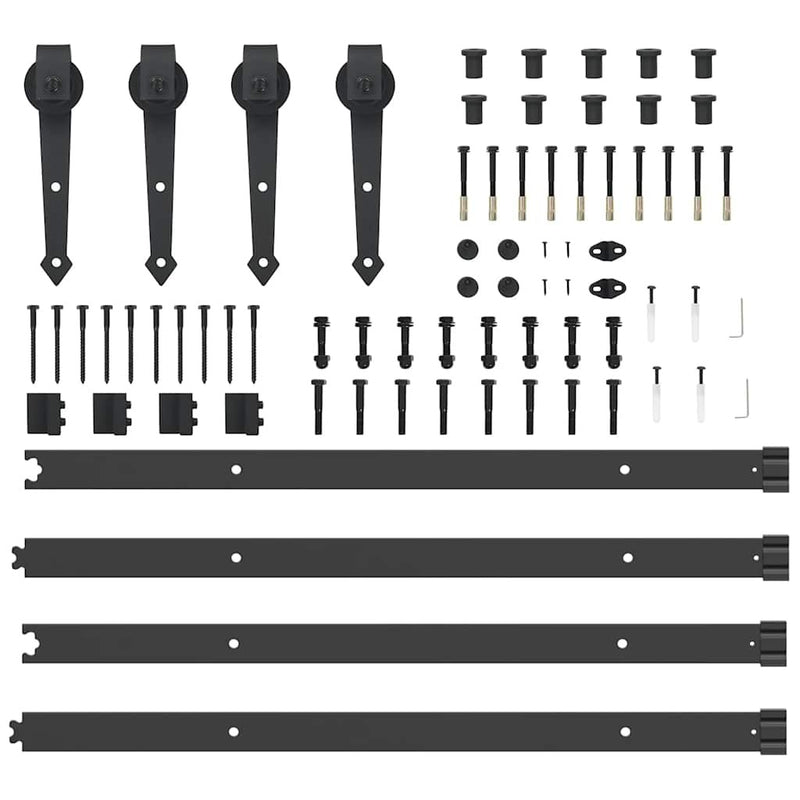 Sliding Door Hardware Kit 305 cm Steel Black