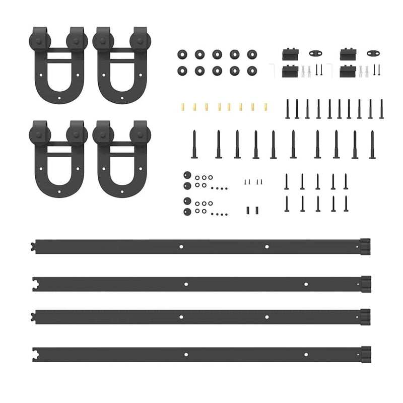 Sliding Door Hardware Kit 366 cm Steel Black