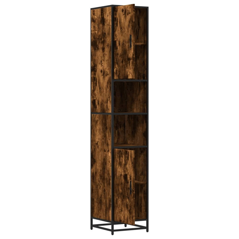 Bathroom Cabinet Smoked Oak 35x37.5x188.5 cm Engineered Wood and Metal