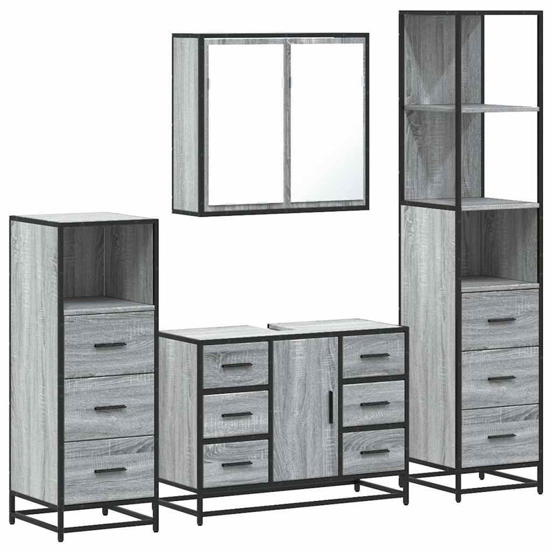 4?Piece Bathroom Furniture Set?Grey Sonoma Engineered Wood